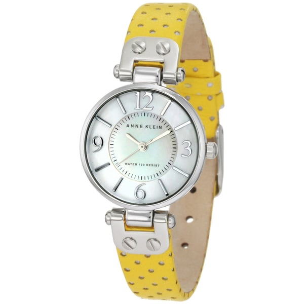 Anne Klein Women's Stainless Steel Yellow Leather Strap Watch Anne Klein Women's Anne Klein Watches