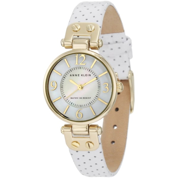 Anne Klein Women's Stainless Steel White Leather Strap Watch Anne Klein Women's Anne Klein Watches