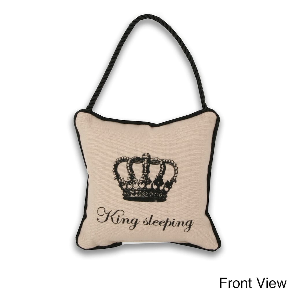 Reversible 'King/ Queen Sleeping' 6-inch Door Hanger Pillow