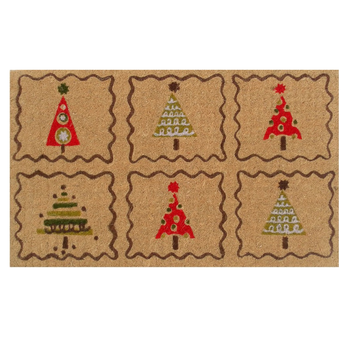 Christmas Trees Coir Door Mat With Vinyl Backing (17 X 29)