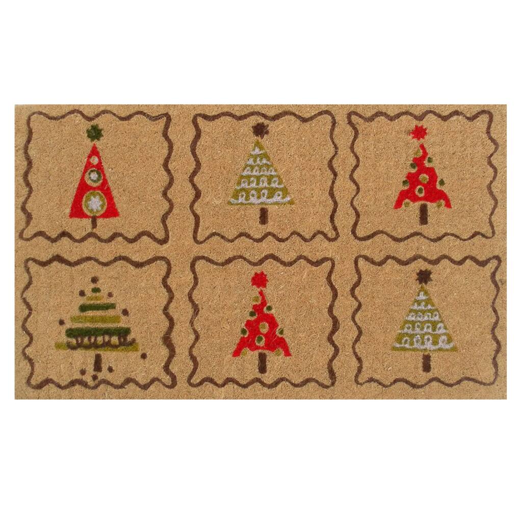 Christmas Trees Coir Door Mat with Vinyl Backing (17 x 29)
