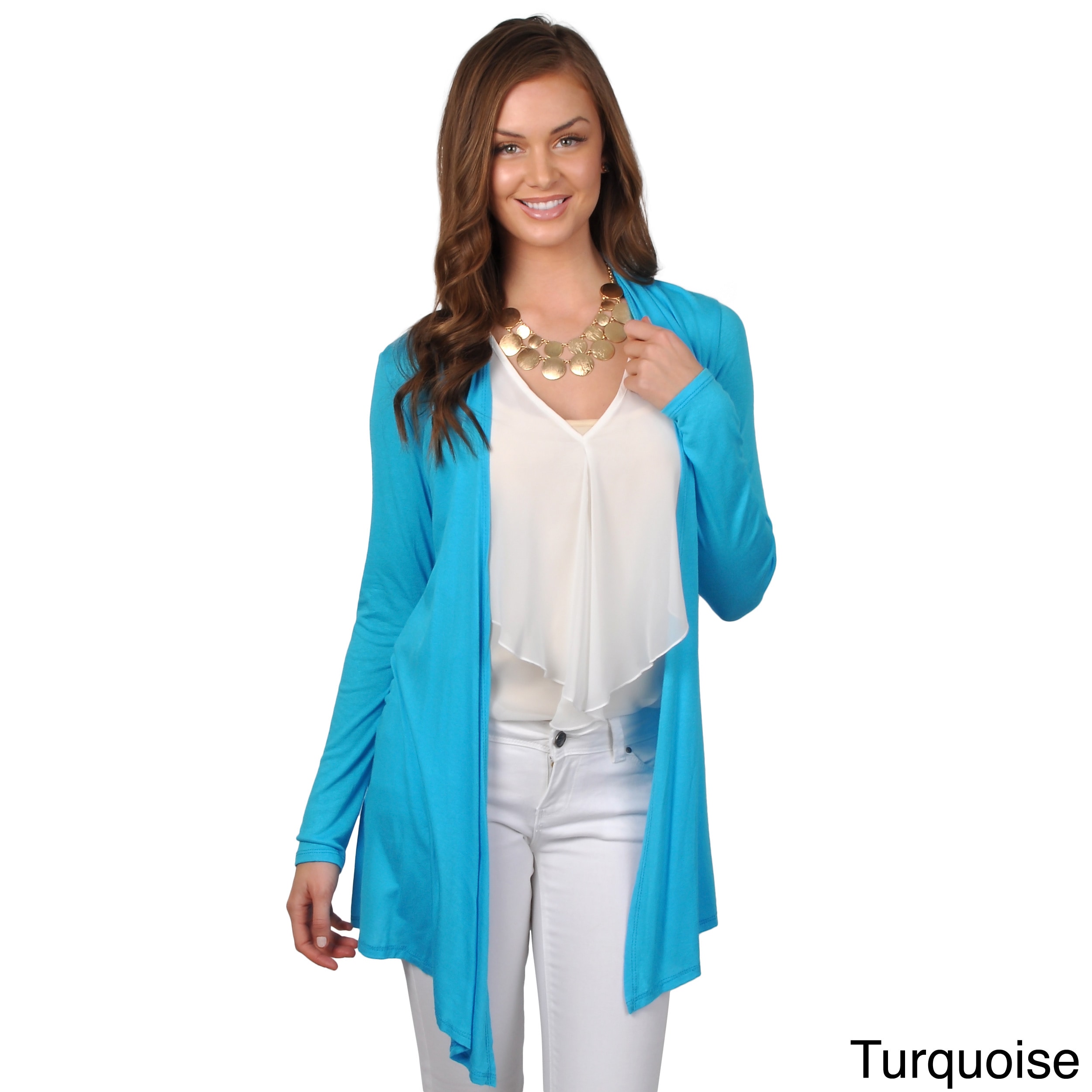 Journee Collection Womens Open Front Long Sleeve Cardigan