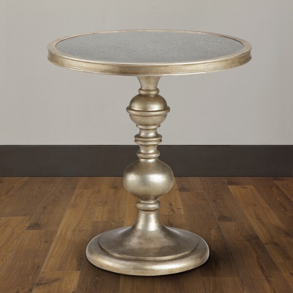 Artisian Champagne Pedestal Mirror Accent Table
