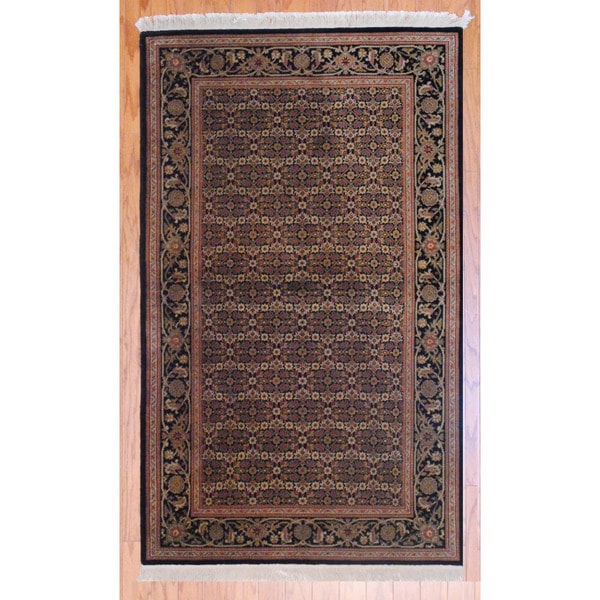 Sino Hand knotted Tabriz Black/ Green Wool Rug (3' x 5') 3x5   4x6 Rugs