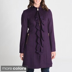 Tahari Women's Ruffle Front Wool-blend Coat - Overstock - 7536371