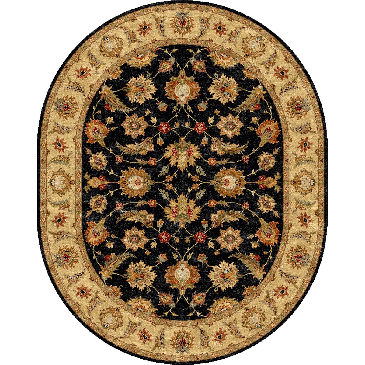 Tufted D94 Traditional Gray/ Black Wool Oval Rug (8 X 10)