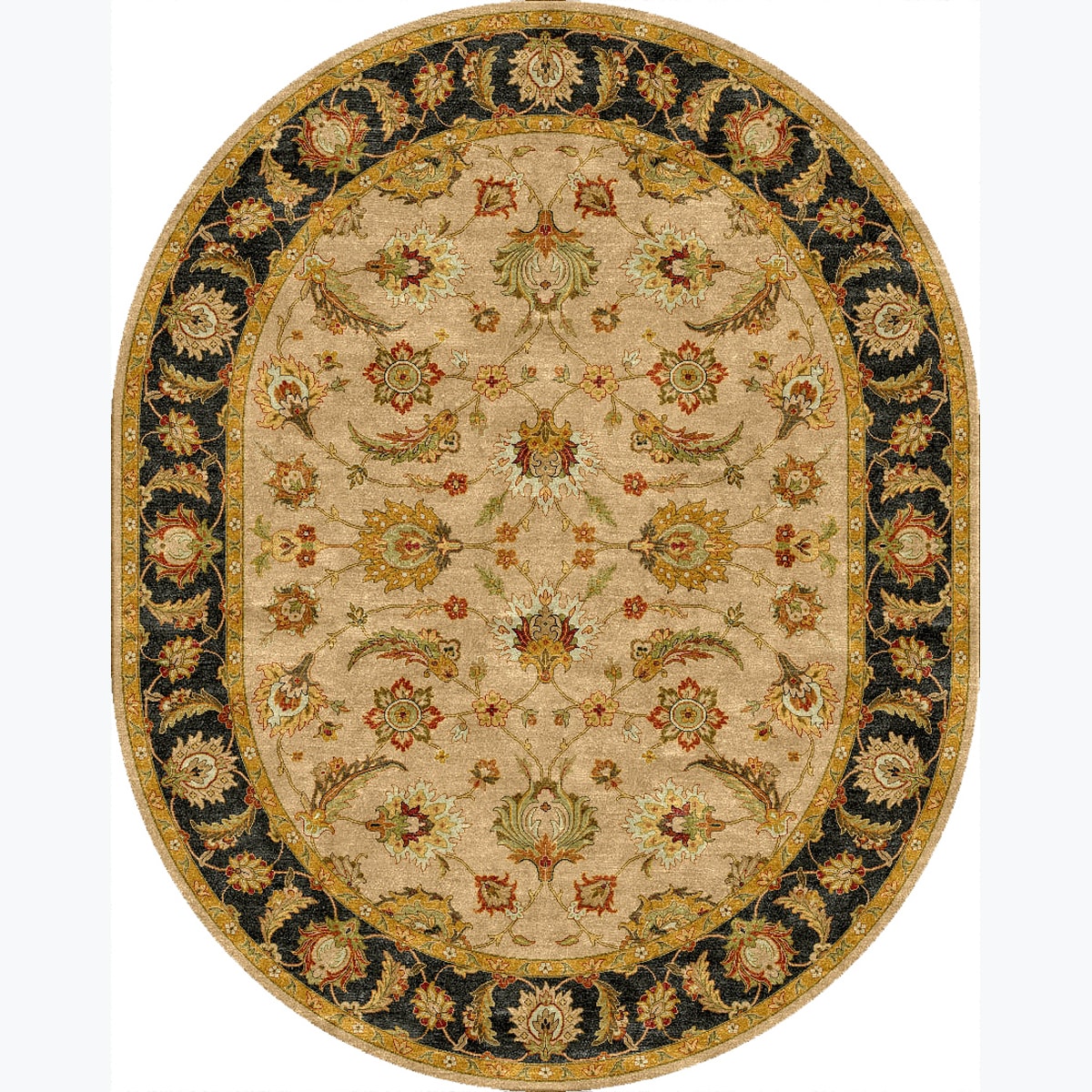 Tufted D93 Traditional Beige/ Brown Wool Oval Rug (8 X 10)