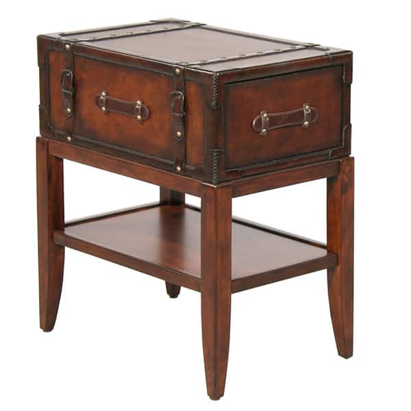 Gracie Leather Accent Chairside Table 7536692