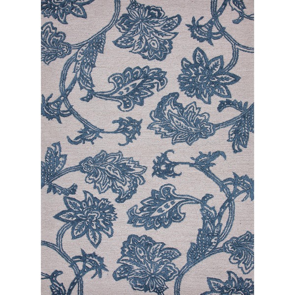 Hand tufted Transitional Floral Blue Wool/ Silk Rug (3'6 x 5'6) JRCPL 3x5   4x6 Rugs