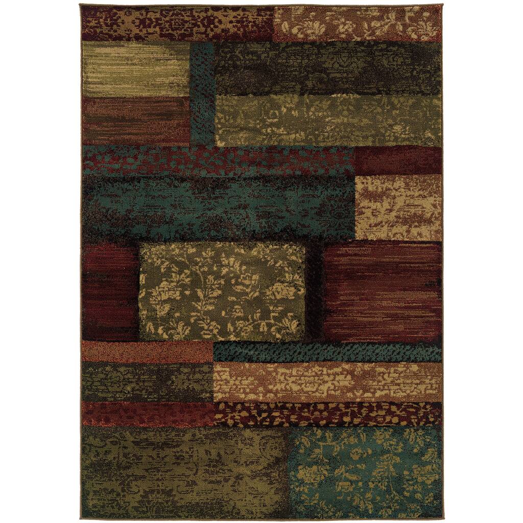 Style Haven Everleigh Block Impressions Brown/Teal Area Rug