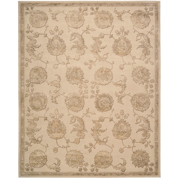 Nourison Hand tufted Floral Regal Light Green Wool Rug