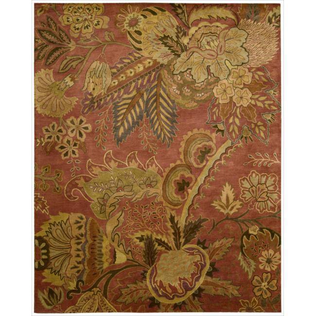 Nourison Hand-tufted Jaipur Flame Red Wool Rug - 6' Round - Red/Multi
