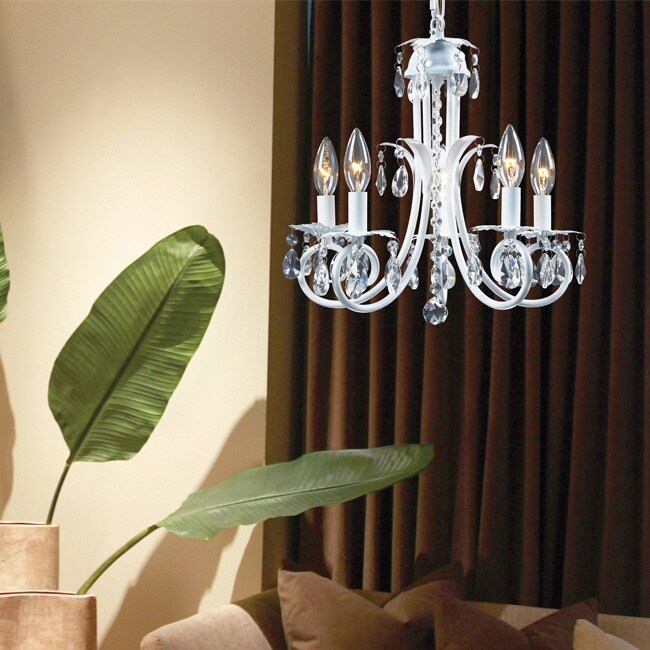Pearl White 5-light Crystal Chandelier (Pearl White 5 Light Crystal Chandelier) - Chandeliers For Bedrooms by Overstock.com