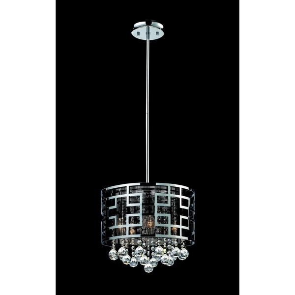 Mirach Chrome Six-Light Drum-Shade Crystal Chandelier