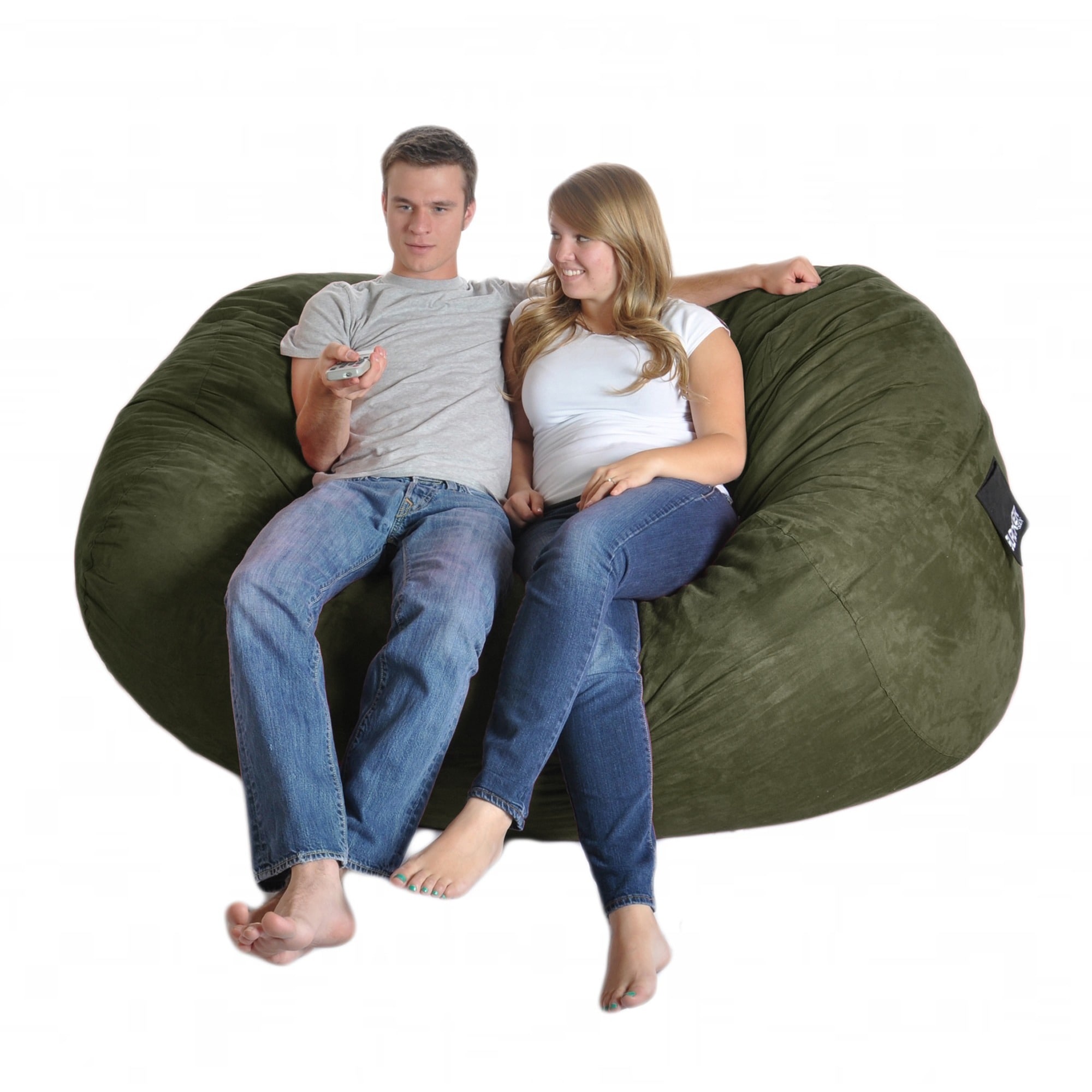 6-foot Soft White Fur Large Oval Microfiber Memory Foam Bean Bag Chair -  Bed Bath & Beyond - 8502975