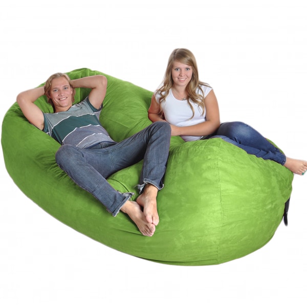 Oval 8 foot Cinnabar Red Microfiber and Foam Bean Bag