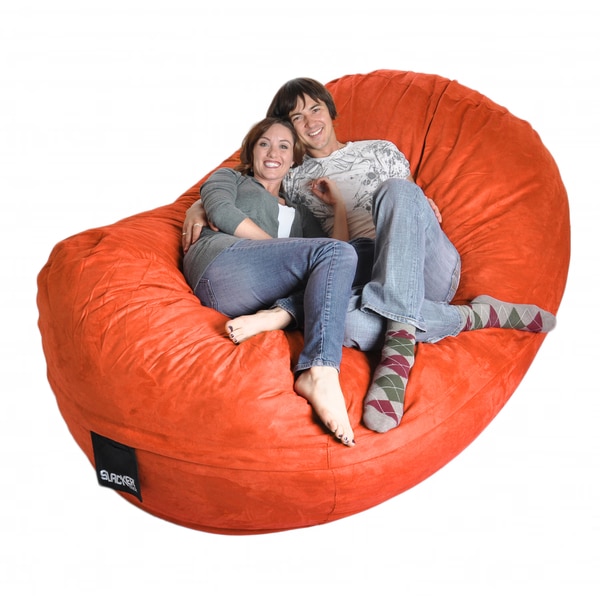 Oval Charcoal Grey Microfiber and Memory Foam 8 foot Bean Bag