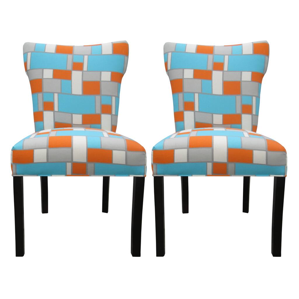 Bella Hopscotch Orange/ Blue Upholstered Dining Chairs (Set of 2)