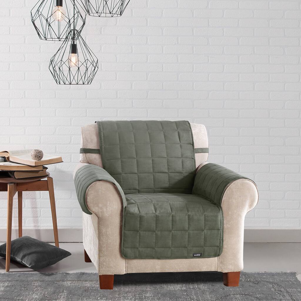 Sure Fit Soft Suede Waterproof Loden Wing Chair Cover