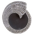 Glitzy Rocks Sterling Silver Marcasite and Onyx Pin