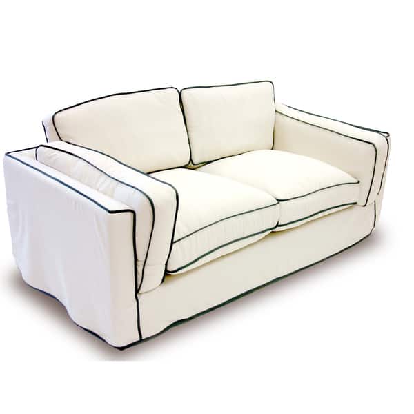 Modern Cream/ Black Slipcover Loveseat Overstock 7540903