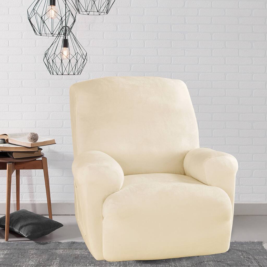 Sure Fit Stretch Plush Cream Recliner Slipcover