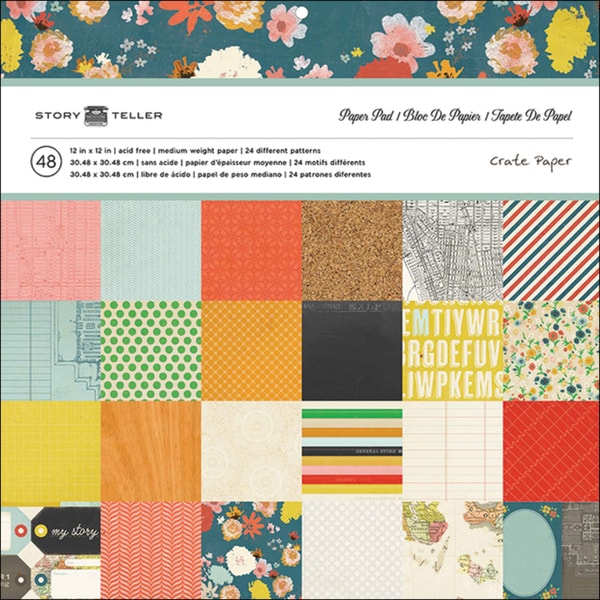 Crate Paper Paper Pad 12"X12" 48/Sheets Story Teller, 24 Designs/2ea Crate Paper Paper Packs