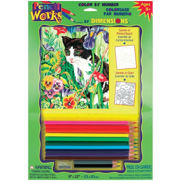 Pencil Works Color By Number Kit Kitty In Flowers Bed Bath & Beyond