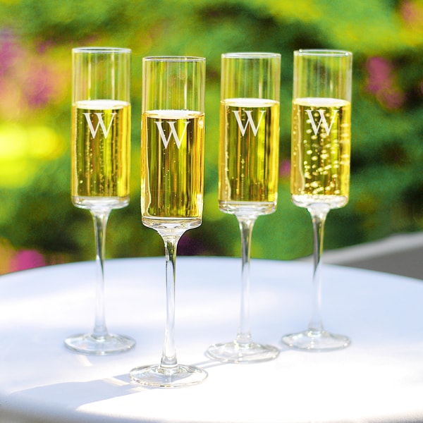 Custom Engraved Contemporary Champagne Flutes (Set of 4)  