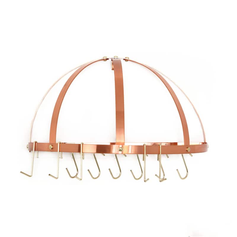 Old Dutch Satin Copper Wall Mount Pot Rack with Grid and 12 Hooks ...