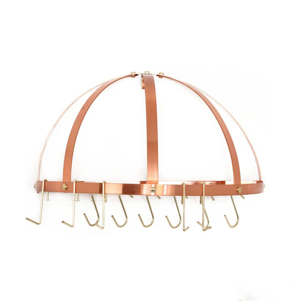 Old Dutch Satin Copper Wall Mount Pot Rack with Grid and 12 Hooks