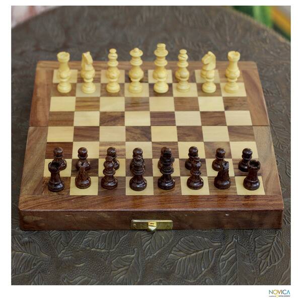 Handmade Chess Board, Wooden, 3 in one