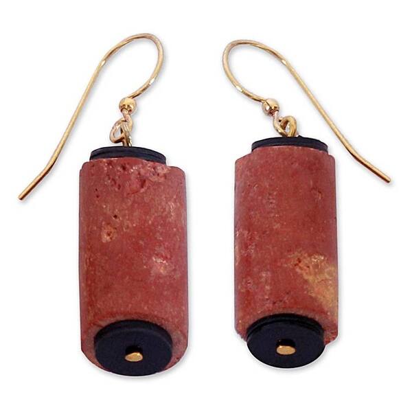 slide 2 of 4, Handcrafted Bauxite 'African Heart' Earrings (Ghana) Solid