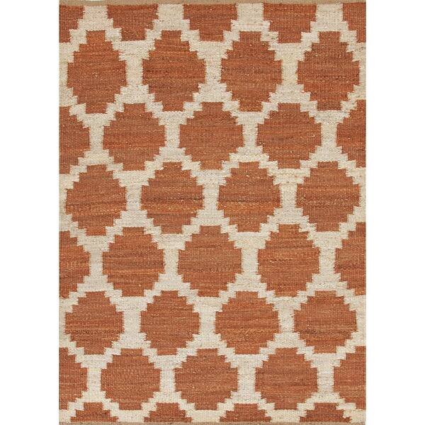 Flat Weave Moroccan Red/ Orange Hemp/ Jute Rug (8' x 10') Overstock