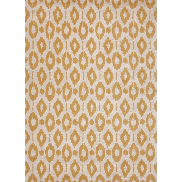 Modern White/Orange Geometric Wool/Silk Tufted Rug (8' x 11') JRCPL 7x9   10x14 Rugs