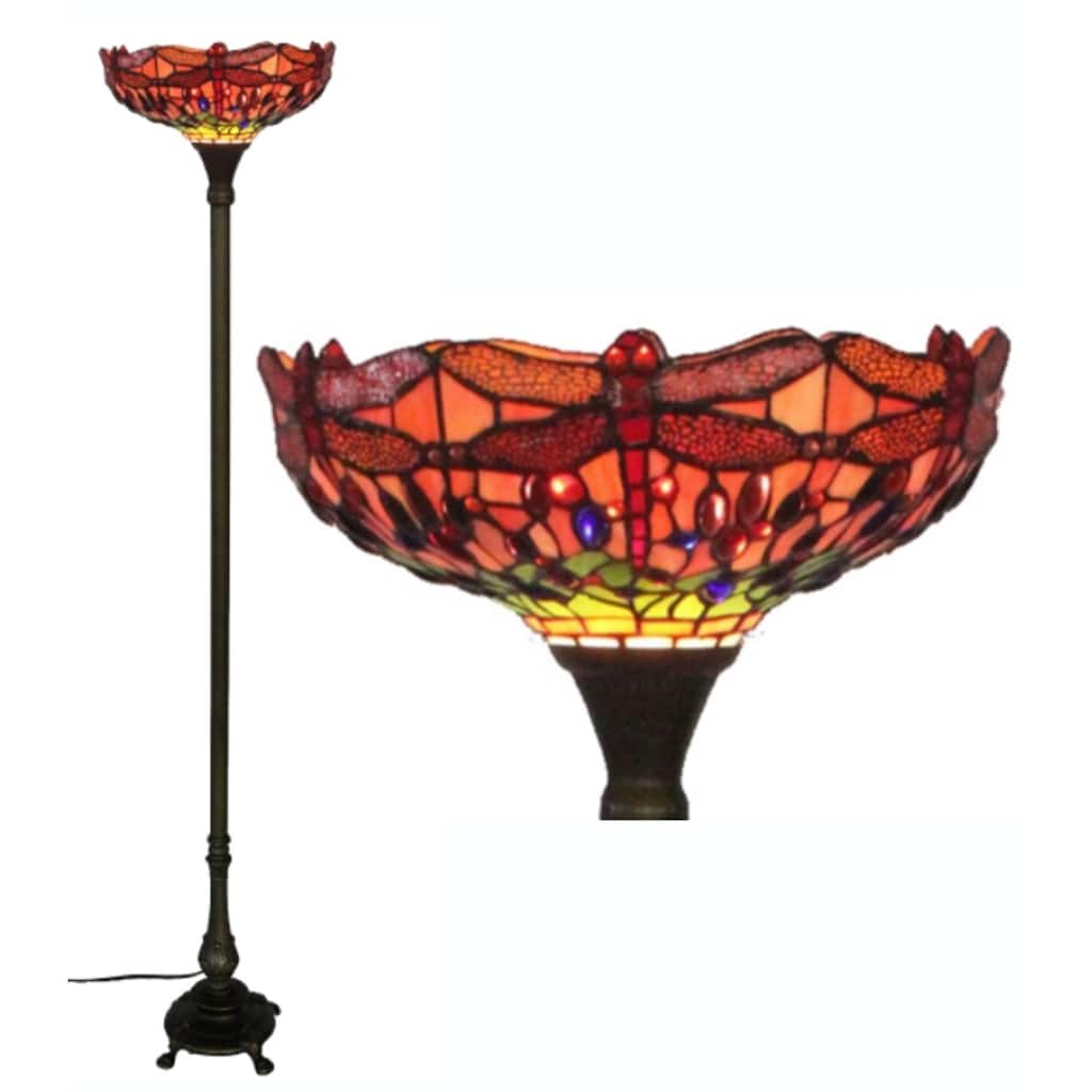 Glass Tiffany-style Dragonfly Floor Lamp