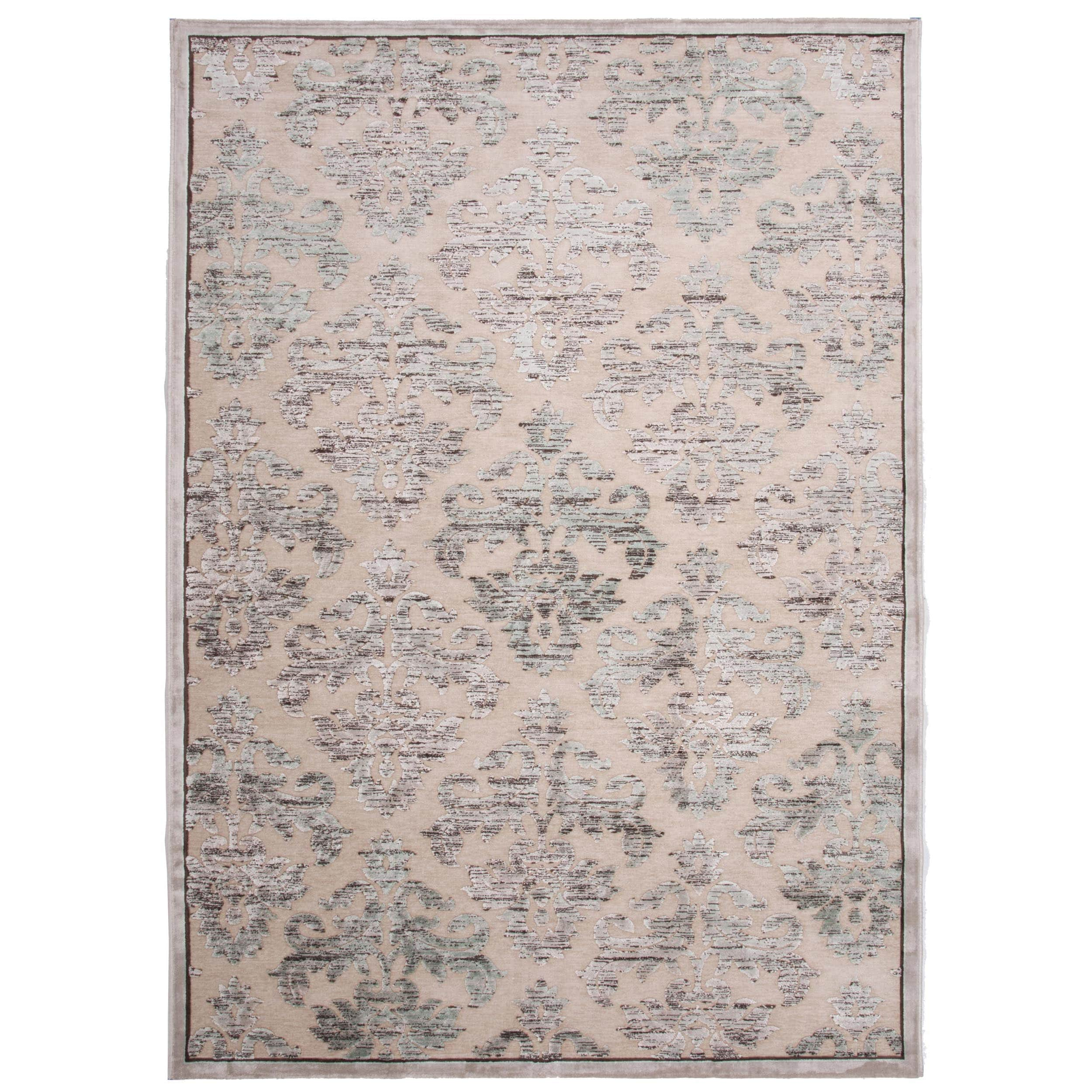 Transitional Ivory/ White Viscose/ Chenille Rug (5 X 76)