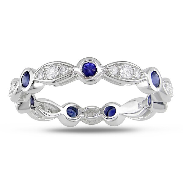 Miadora 18k White Gold Sapphire and 1/4ct TDW Diamond Ring (G-H, SI2)