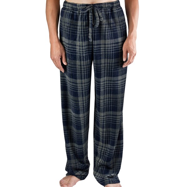 Shop Leisureland Men's Plaid Charcoal Fleece Lounge Pants - Free ...