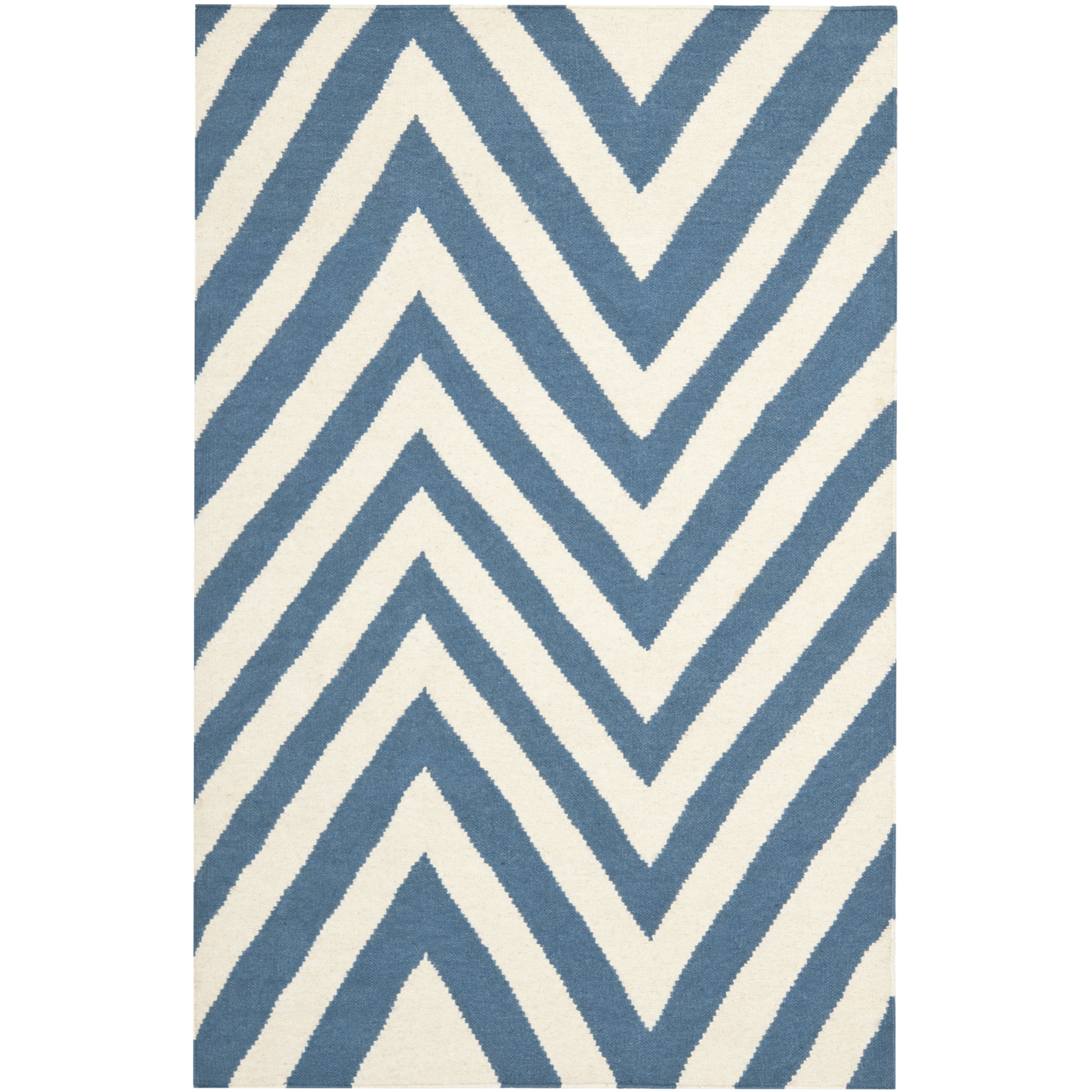 Handmade Chevron Purple/ Ivory Wool Rug (8 x 10)