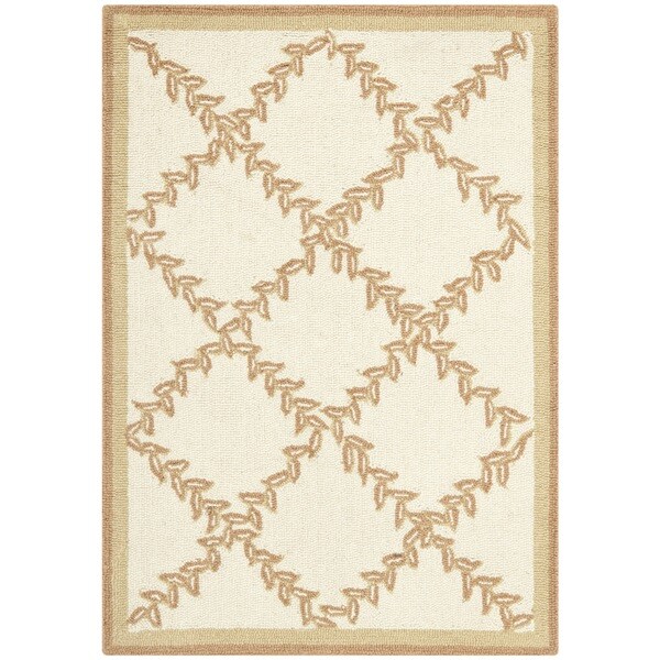 Safavieh Hand-hooked Trellis Ivory/ Beige Wool Rug - 1'8 x 2'6