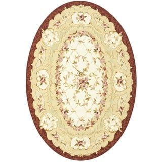 Oval Hand Hooked Rugs Area For Less Safavieh Hand Hooked Aubusson Ivory Burgundy Wool Rug 7 6 X 9