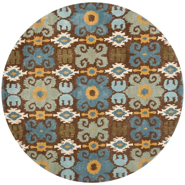 Safavieh Handmade Festive Brown New Zealand Wool Rug 6' x 6' Round
