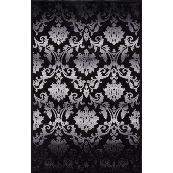 Ultra-Soft Transitional Gray/Black Viscose/Chenille Rug (9' x 12')