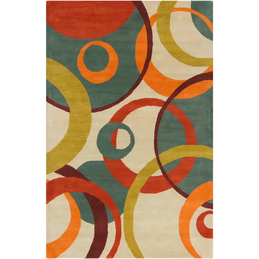 Allie Handmade Geometric Tan Wool Rug - 5' x 7'6