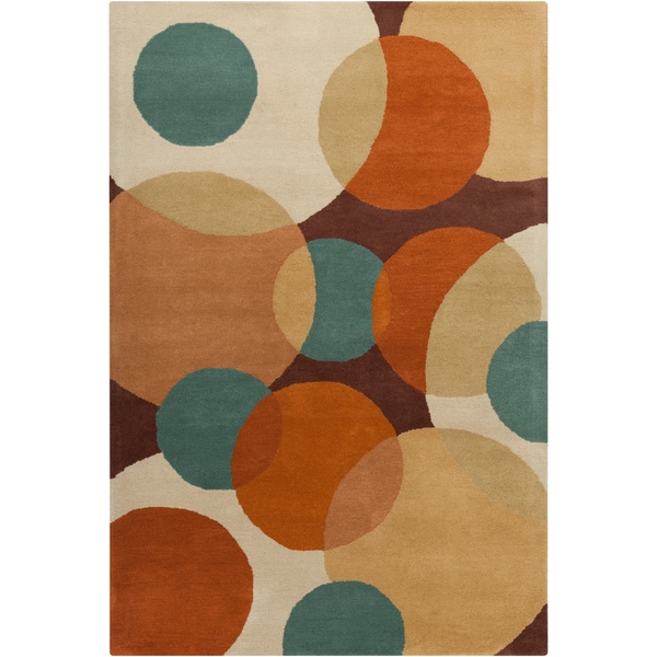 Contemporary Allie Handmade Geometric Brown Wool Rug - 5' x 7'6