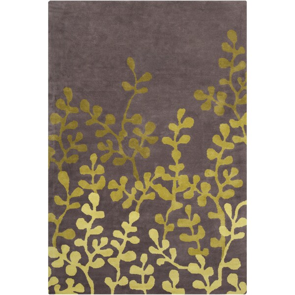 Allie Handmade Floral Brown/Green Wool Rug - 5' x 7'6