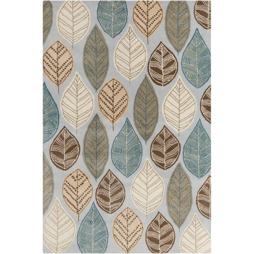Allie Handmade Leafs Design Wool Rug - 5' x 7'6