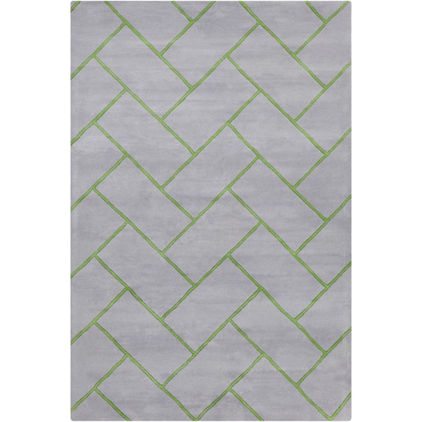 Allie Handmade Geometric Grey/Green Wool Rug 5' x 7'6 7544179