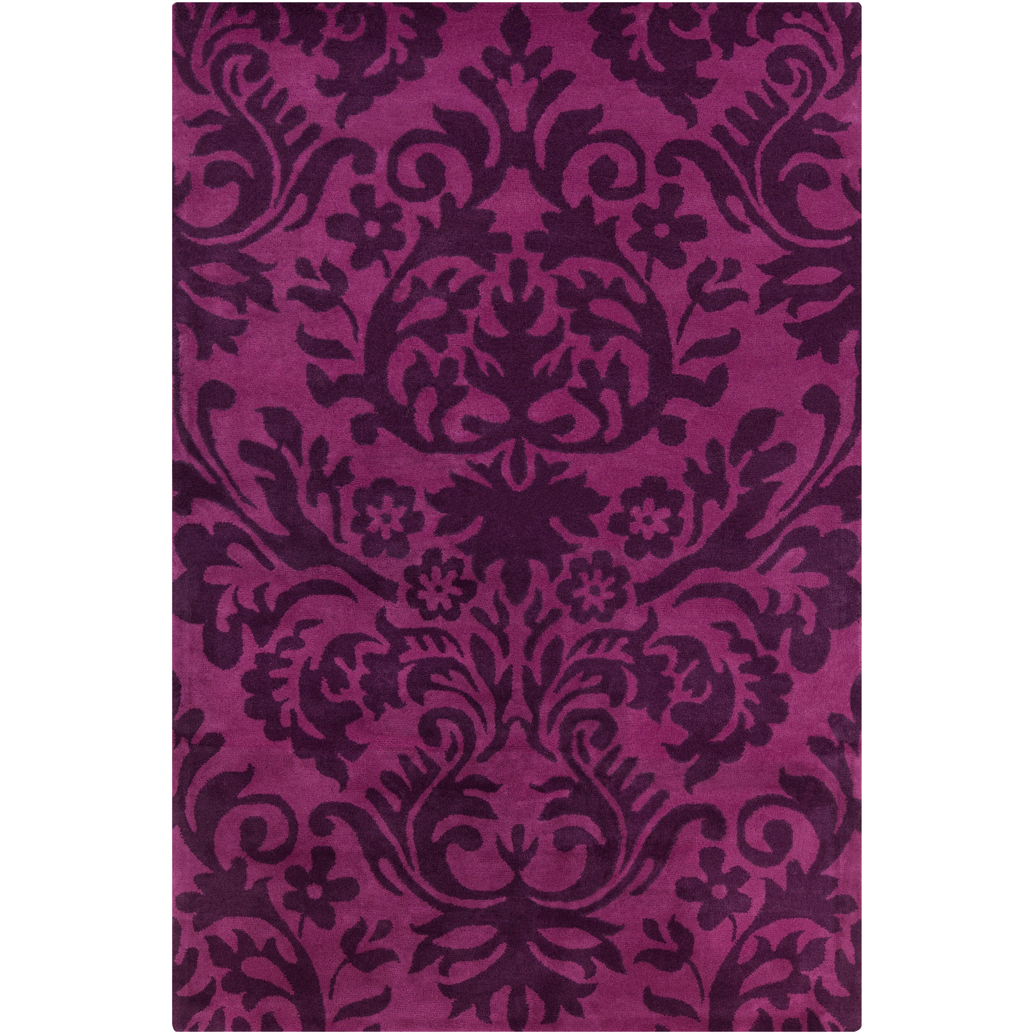 Allie Handmade Floral Purple Wool Rug (5 X 76)